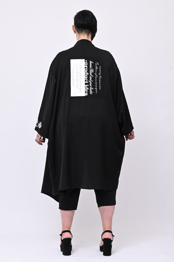 Maxi kimono scritte - Nero