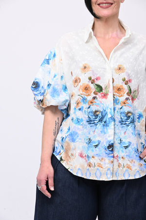 Camicia Sangallo dipinta - Azzurro