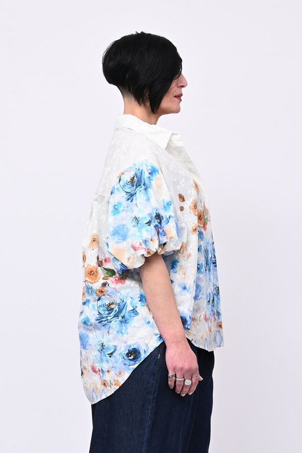 Camicia Sangallo dipinta - Azzurro