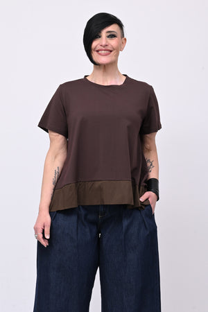 Maglia svasata con bordo - Moro