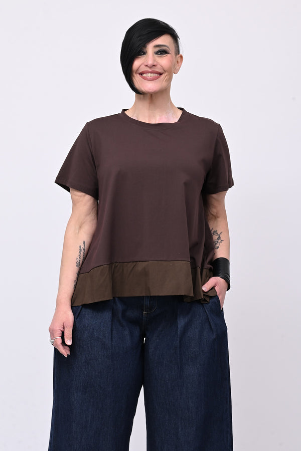Maglia svasata con bordo - Moro