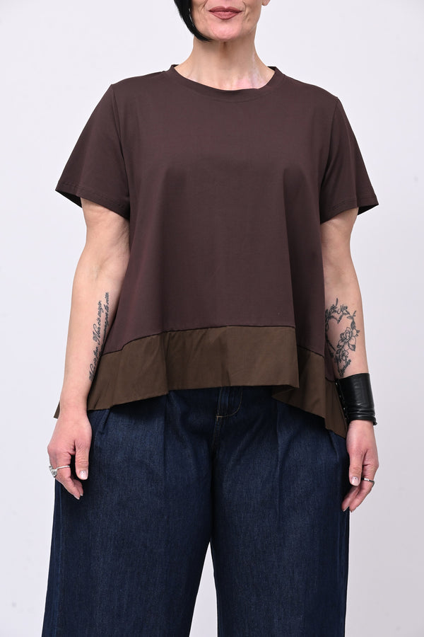Maglia svasata con bordo - Moro