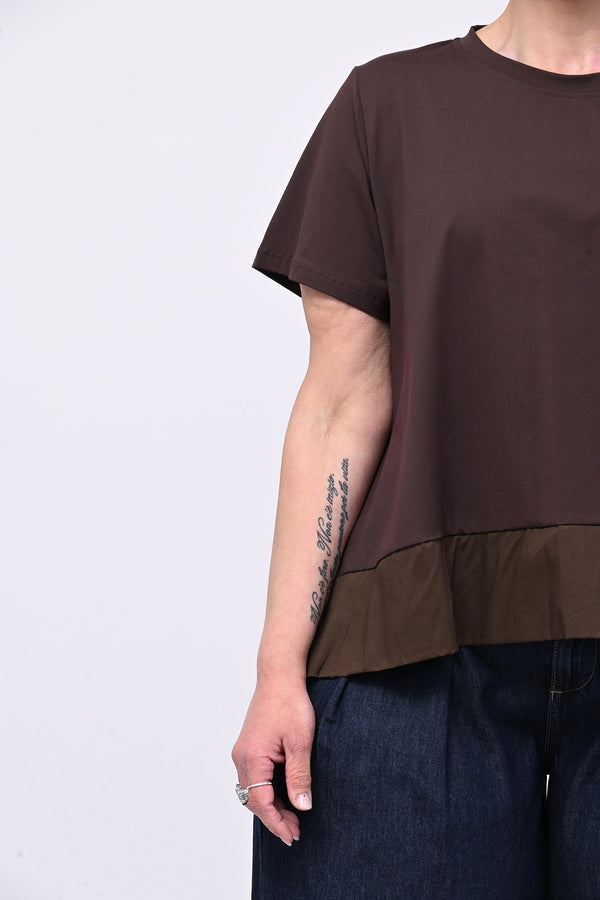 Maglia svasata con bordo - Moro