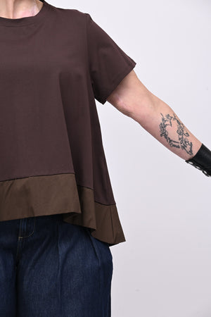 Maglia svasata con bordo - Moro