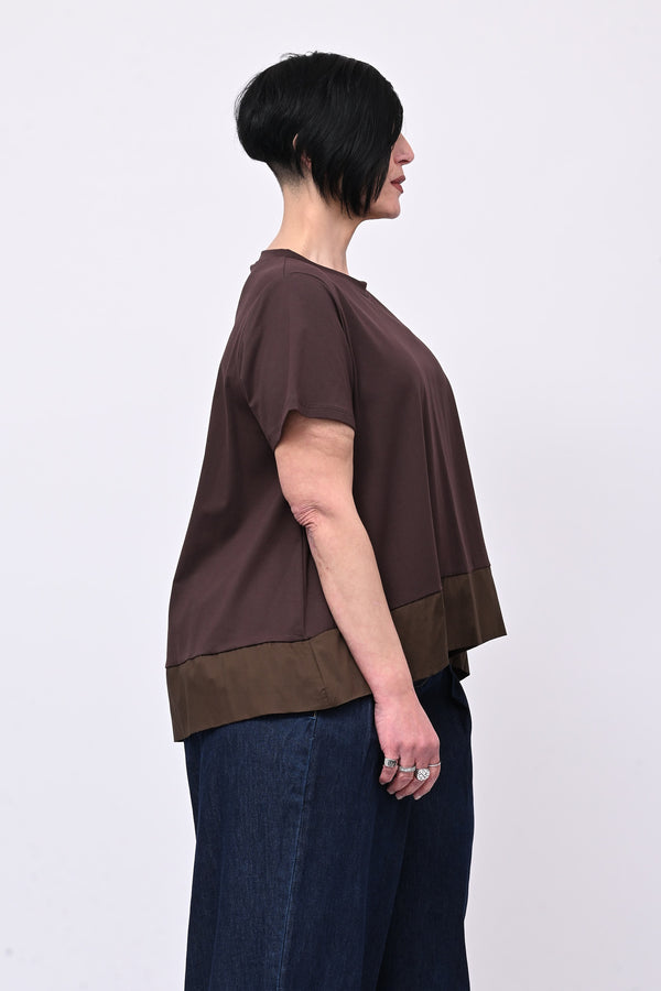 Maglia svasata con bordo - Moro