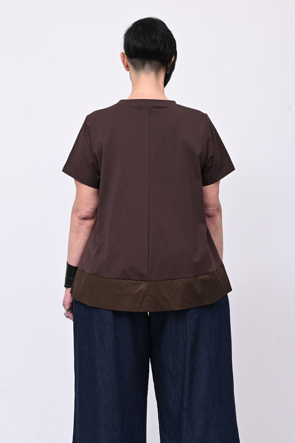 Maglia svasata con bordo - Moro