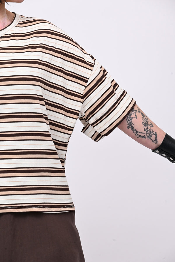 T-shirt scatola righe - Moro