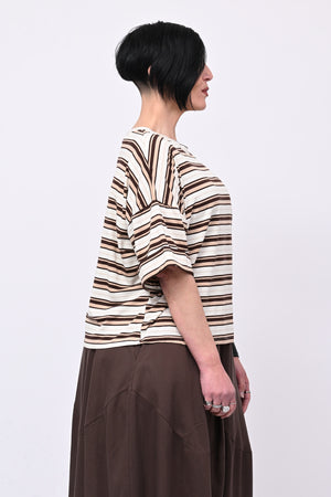 T-shirt scatola righe - Moro