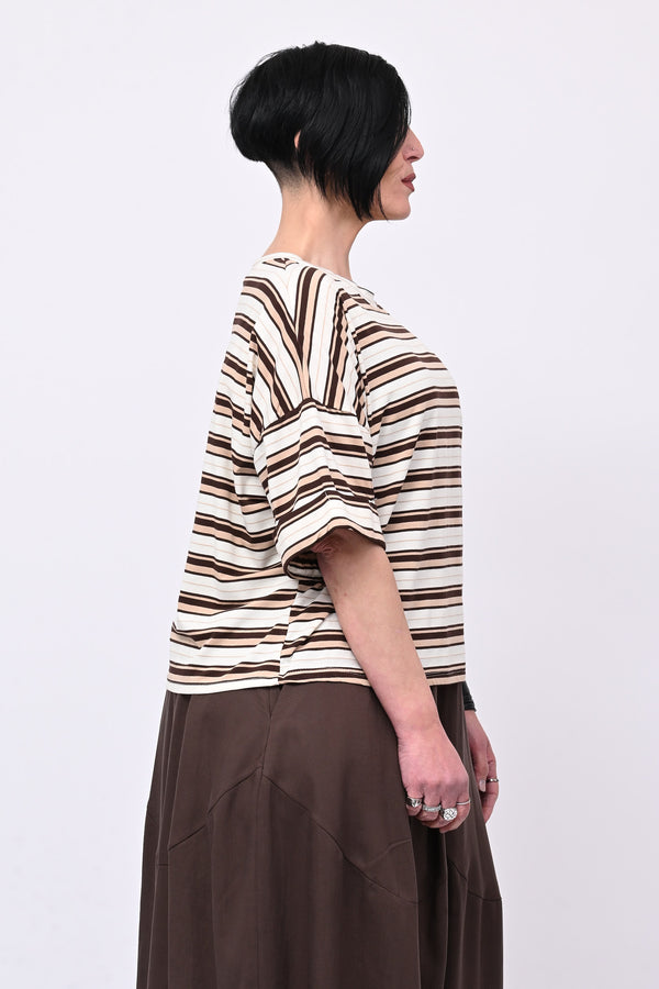 T-shirt scatola righe - Moro