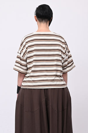 T-shirt scatola righe - Moro