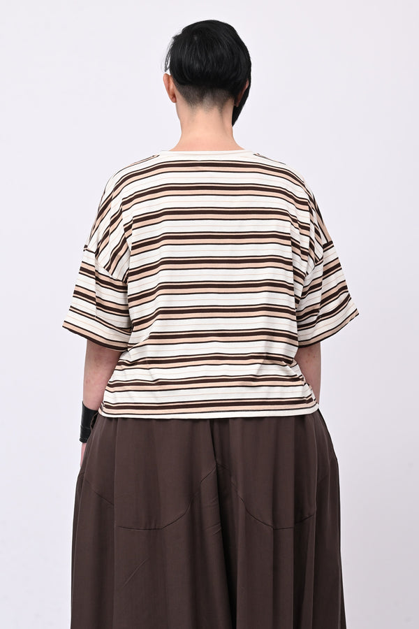 T-shirt scatola righe - Moro