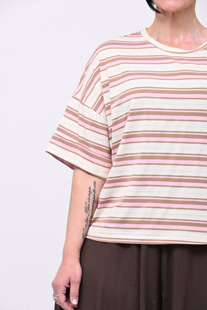 T-shirt scatola righe - Rosa