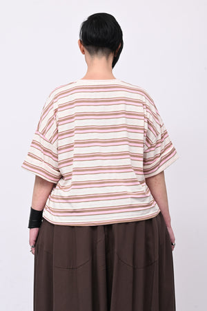 T-shirt scatola righe - Rosa