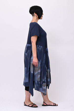 Abito cotone mussola fiori - Blu