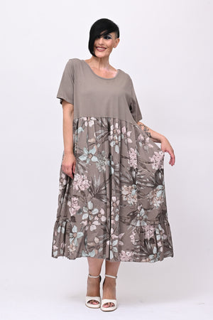 Abito cotone fiori - Fango
