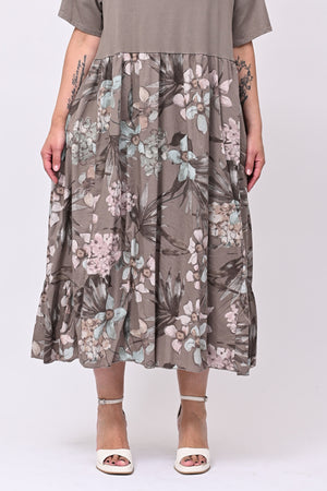 Abito cotone fiori - Fango