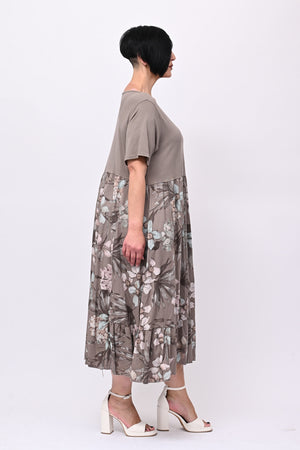 Abito cotone fiori - Fango