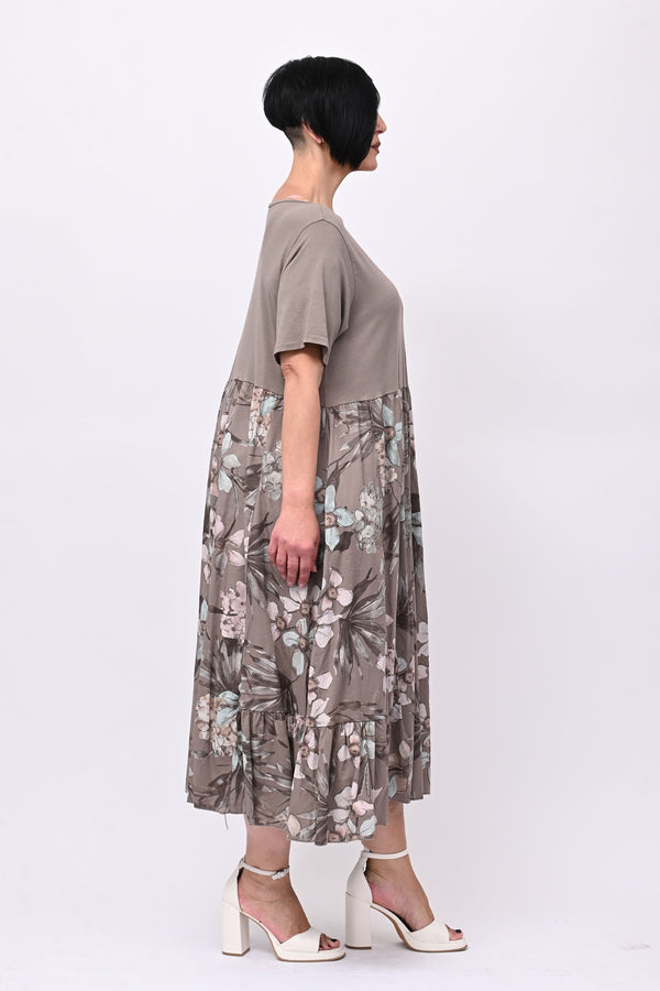 Abito cotone fiori - Fango