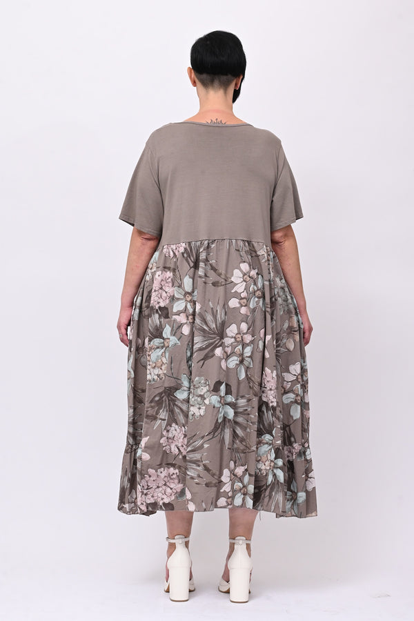 Abito cotone fiori - Fango