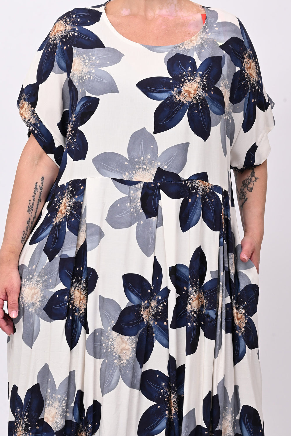 Abito fiori pinces - Blu