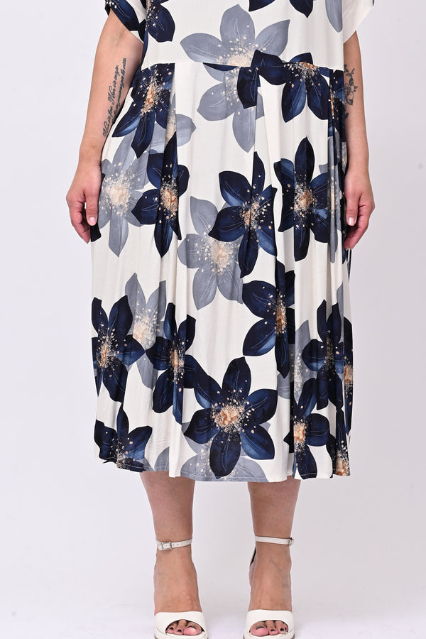 Abito fiori pinces - Blu