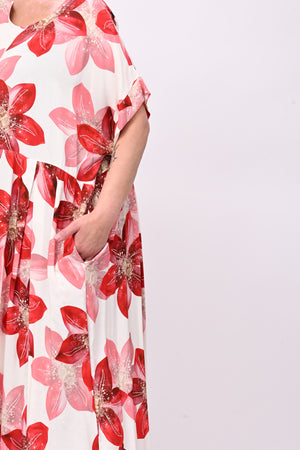 Abito fiori pinces - Rosso