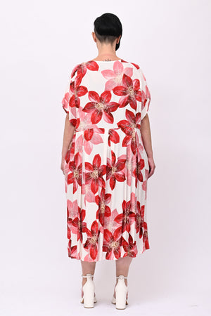 Abito fiori pinces - Rosso
