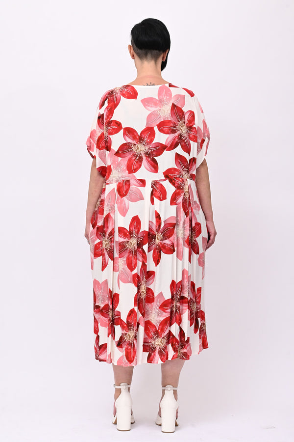 Abito fiori pinces - Rosso