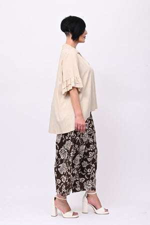 Blusa colletto rouches - Crema