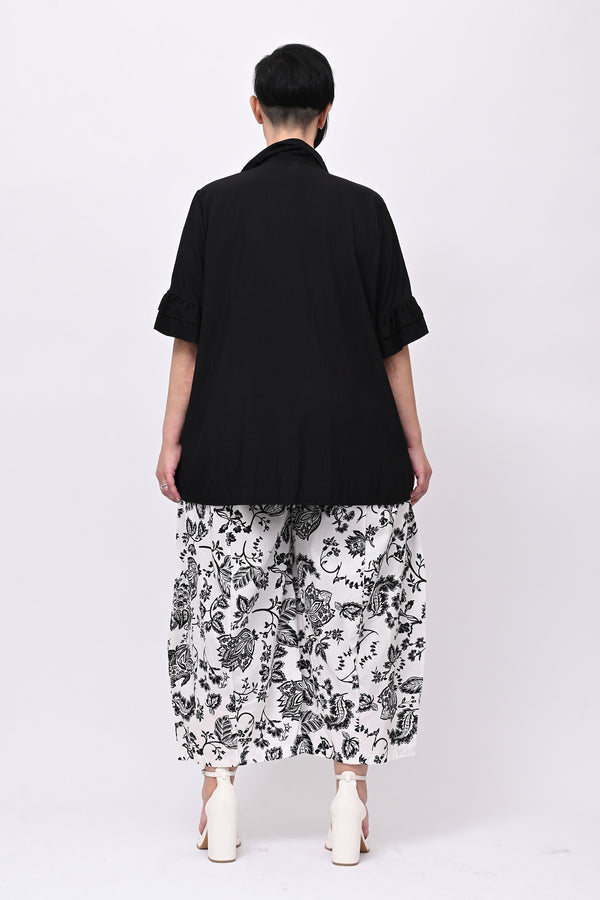 Blusa colletto rouches - Nero
