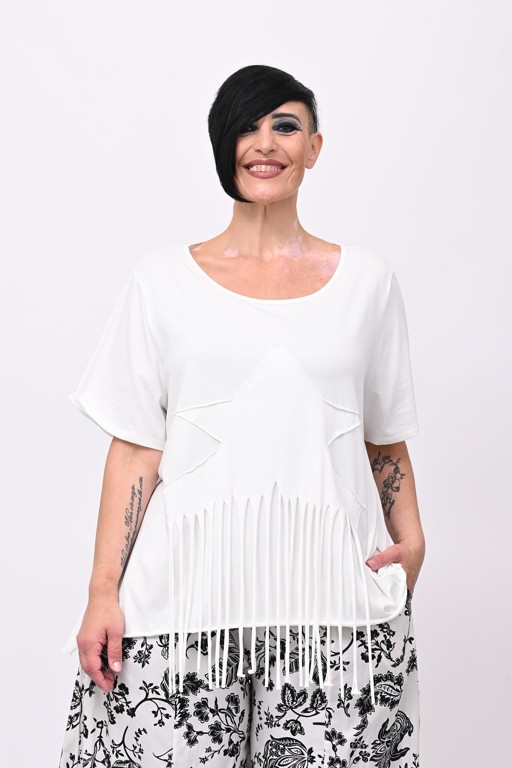 T-shirt stella frange - Bianco