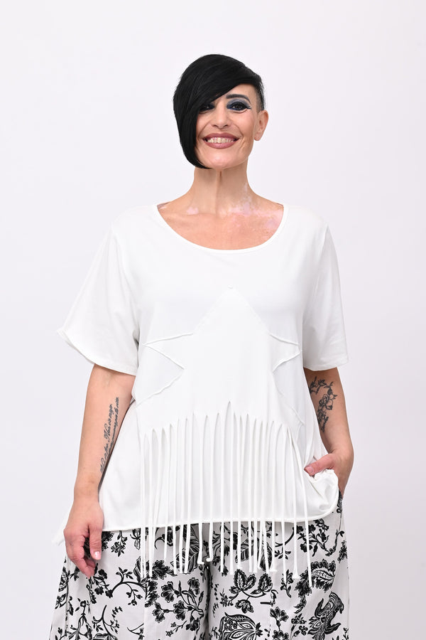 T-shirt stella frange - Bianco