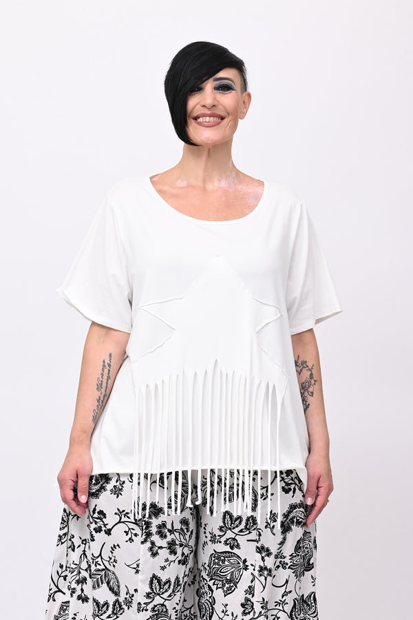 T-shirt stella frange - Bianco