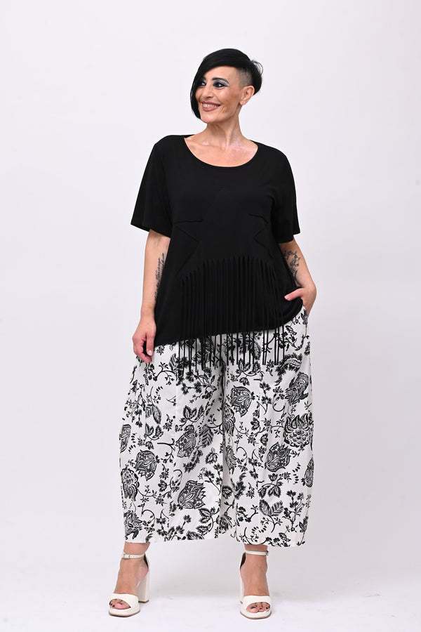 T-shirt stella frange - Nero
