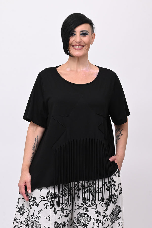 T-shirt stella frange - Nero