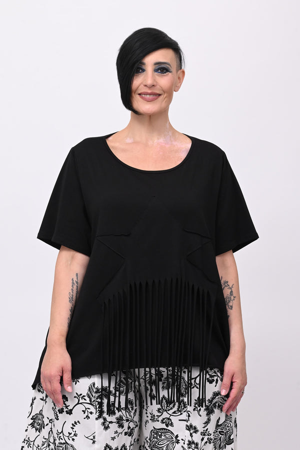 T-shirt stella frange - Nero