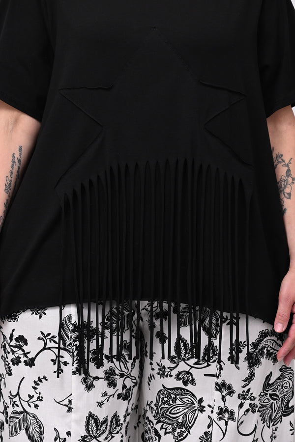 T-shirt stella frange - Nero