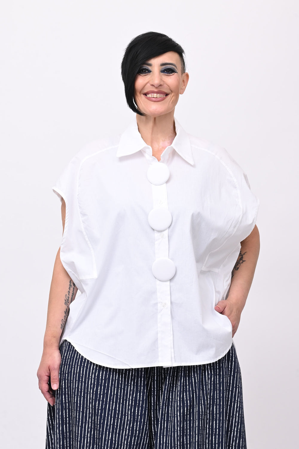 Camicia maxi bottoni - Bianco