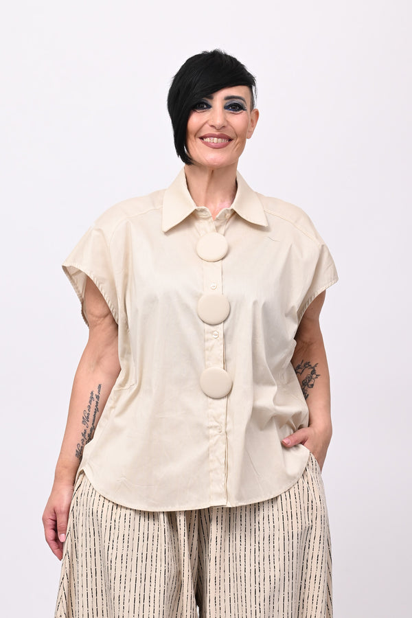 Camicia maxi bottoni - Sabbia