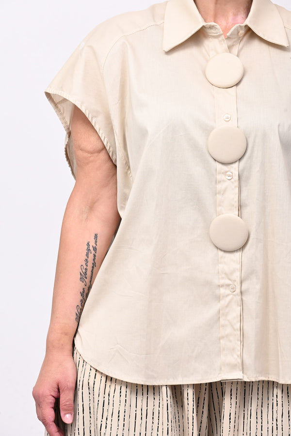 Camicia maxi bottoni - Sabbia