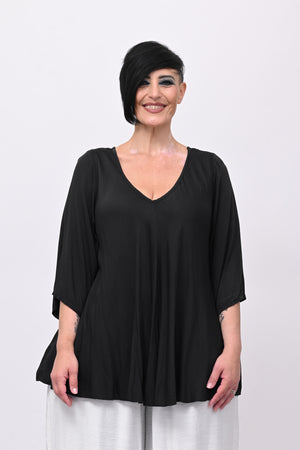 Blusa viscosa svasata - Nero