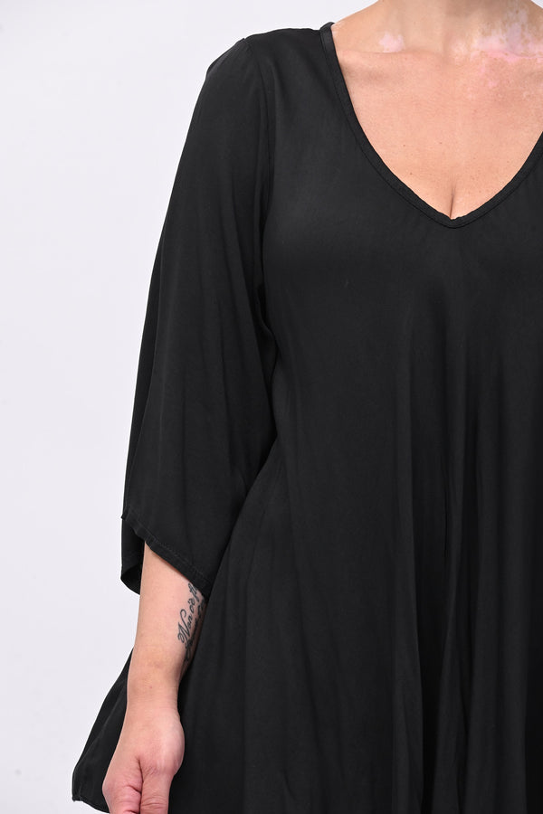 Blusa viscosa svasata - Nero