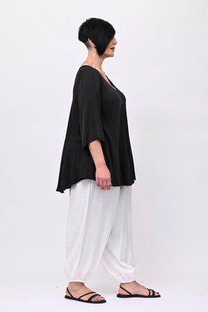 Blusa viscosa svasata - Nero