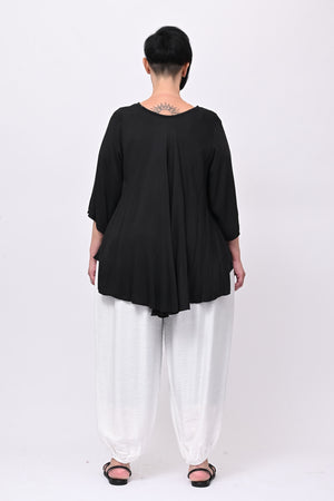 Blusa viscosa svasata - Nero