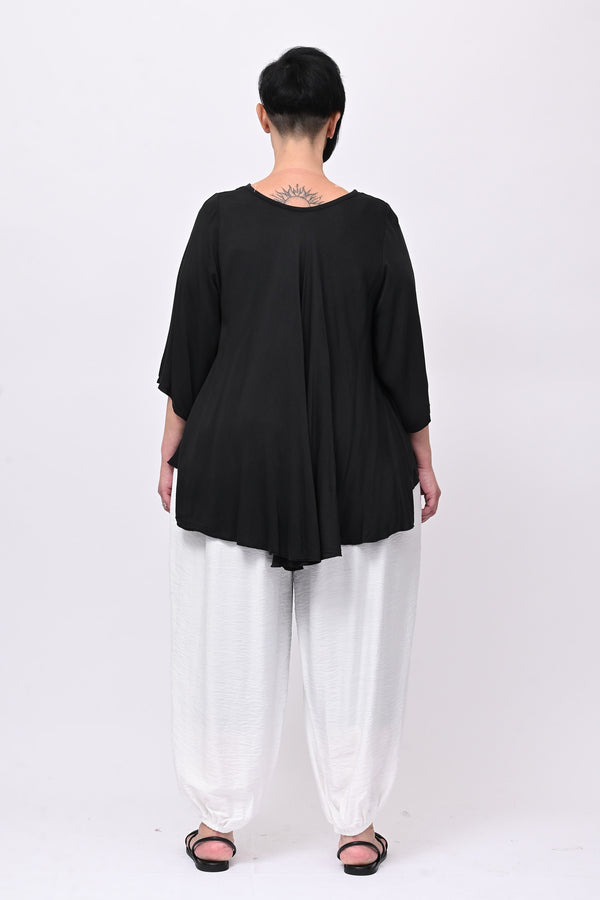 Blusa viscosa svasata - Nero