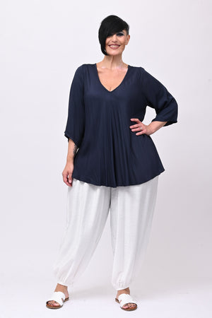 Blusa viscosa svasata - Blu