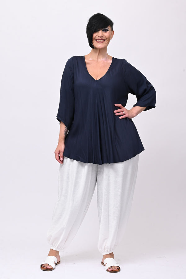 Blusa viscosa svasata - Blu