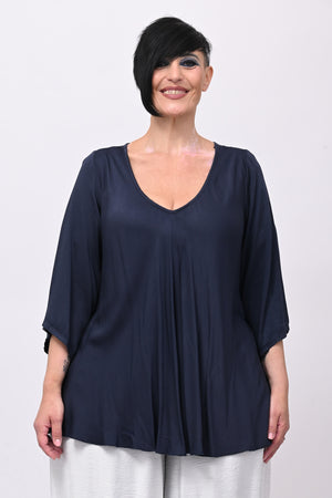 Blusa viscosa svasata - Blu