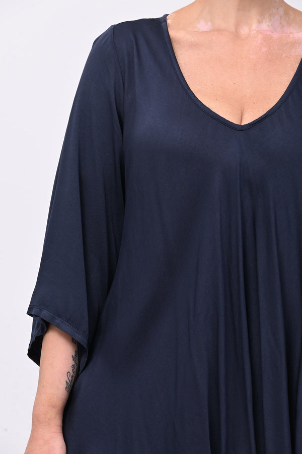 Blusa viscosa svasata - Blu