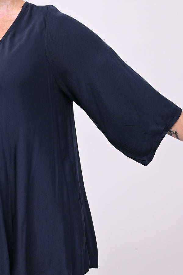 Blusa viscosa svasata - Blu